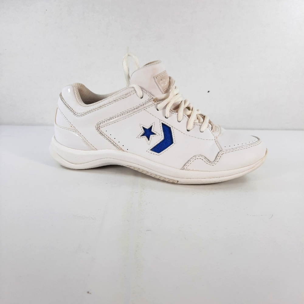 CONVERSE Womens 8.5 Pro White Leather Blue Logo - Picture 1 of 13